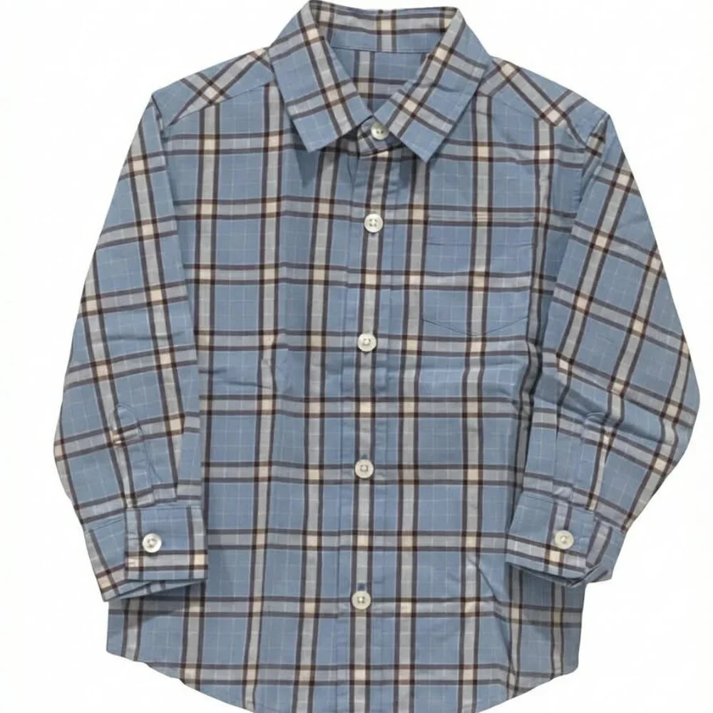 Gymboree NWT Blue & Purple Plaid Long‑Sleeve Shirt Size 4